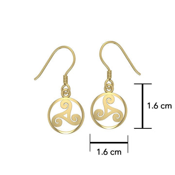 Celtic Threefold Solid Gold Earrings GTE854 - Jewelry